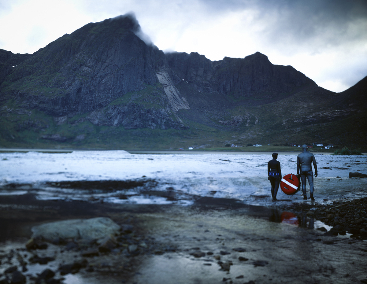 Deep fiord. Lofoten, Norway.